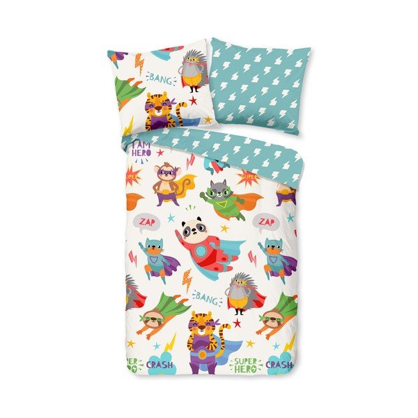Set copripiumino e federa da bambini in cotone per culla 120x150 cm Superhero – Good Morning