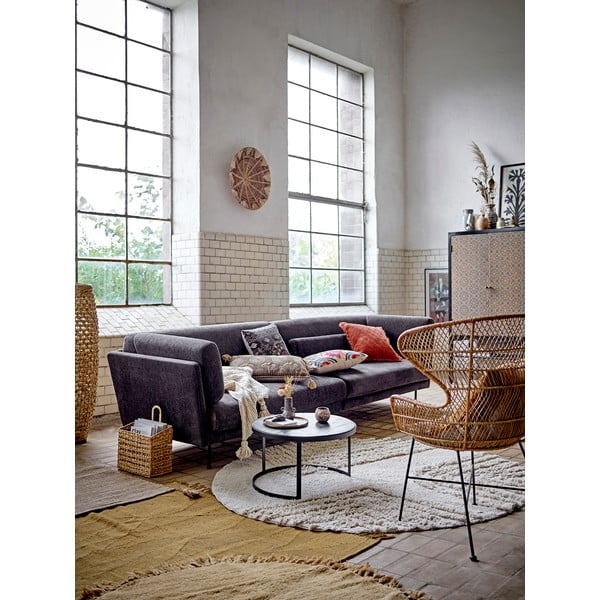 Tappeto rotondo in lana arancione ø 110 cm Lenea - Bloomingville-image-2