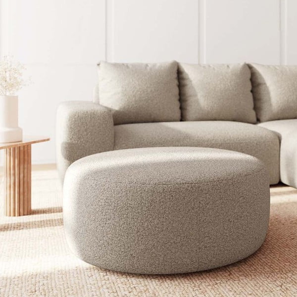 Poggiapiedi beige rivestito in bouclé Monce – Rodier-image-2