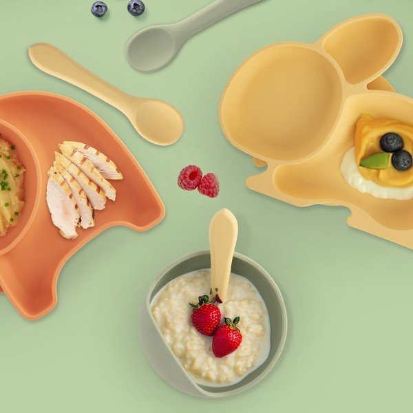 Cucchiaio da bambini giallo in silicone – Orion-image-1