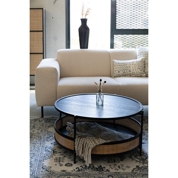 Tavolino da salotto rotondo nero/di colore naturale ø 80 cm Makoto – White Label-image-1