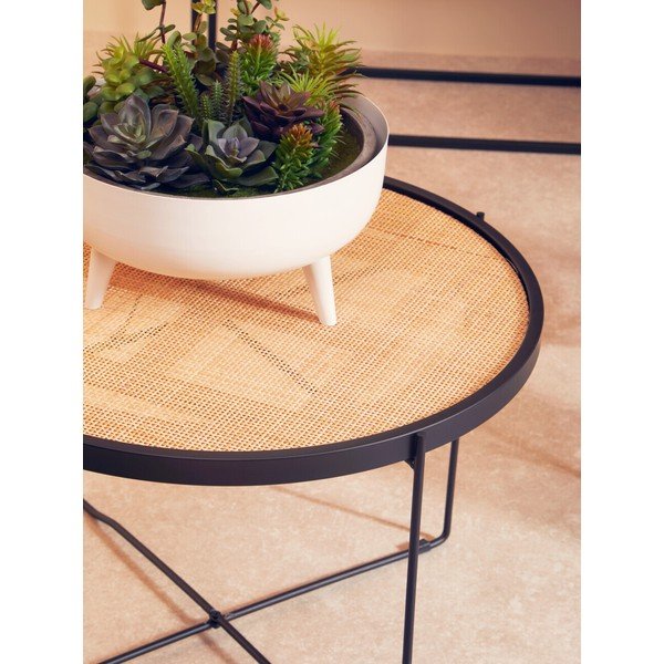 Tavolino da salotto rotondo di colore naturale in rattan ø 60 cm Depok – Premier Housewares-image-1