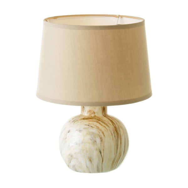 Lampada da tavolo in ceramica beige con paralume in tessuto (altezza 26,5 cm) - Casa Selección