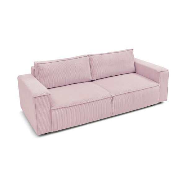 Divano letto in velluto a coste rosa chiaro 245 cm Nihad - Bobochic Paris-image-4