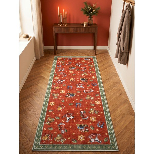 Passatoia rossa/verde a tema natalizio 80x200 cm Toy's Delight Nostalgic Noel Red Green – Villeroy&Boch-image-1