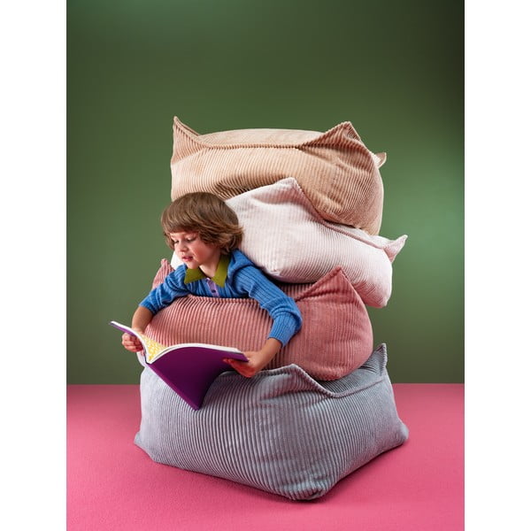 Pouf a sacco per bambini rosa con rivestimento in velluto a coste Square – Wigiwama-image-4