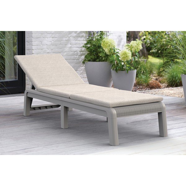 Sdraio da giardino beige in plastica/in imbottito regolabile/pieghevole Atlas – Keter-image-1