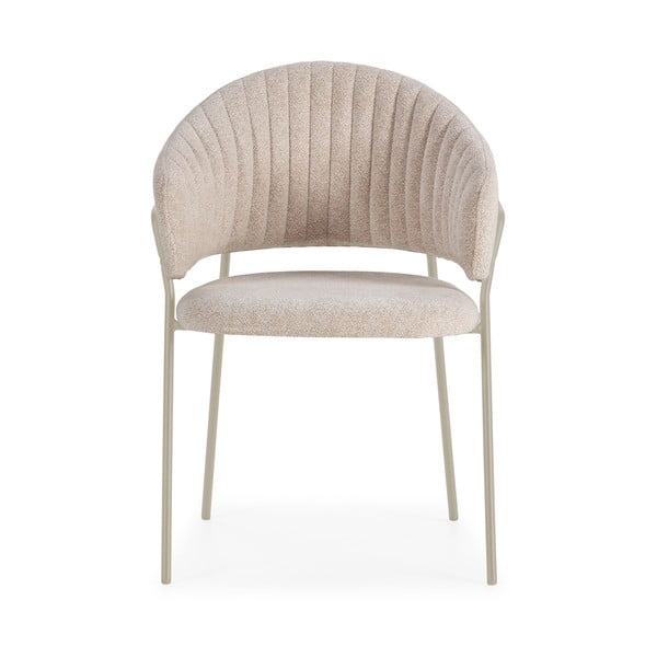Set di sedie da pranzo beige in imbottito con braccioli 2 pz Leticia – Marckeric-image-2