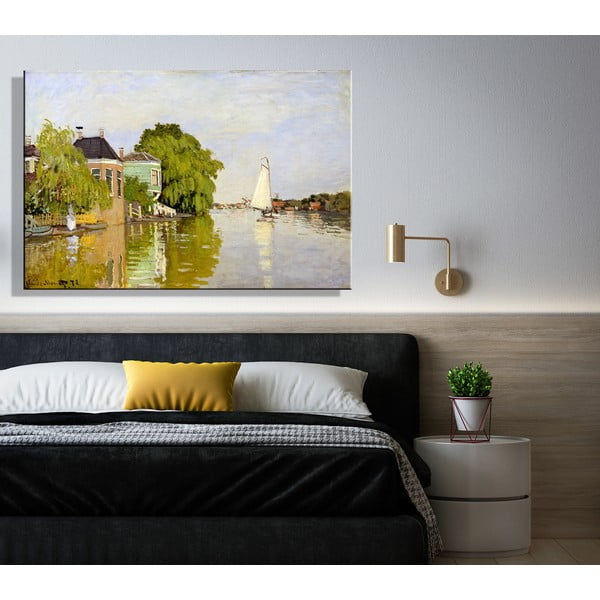 Riproduzione di un dipinto , 90 x 60 cm Claude Monet - Houses on the Achterzaan - Fedkolor-image-1