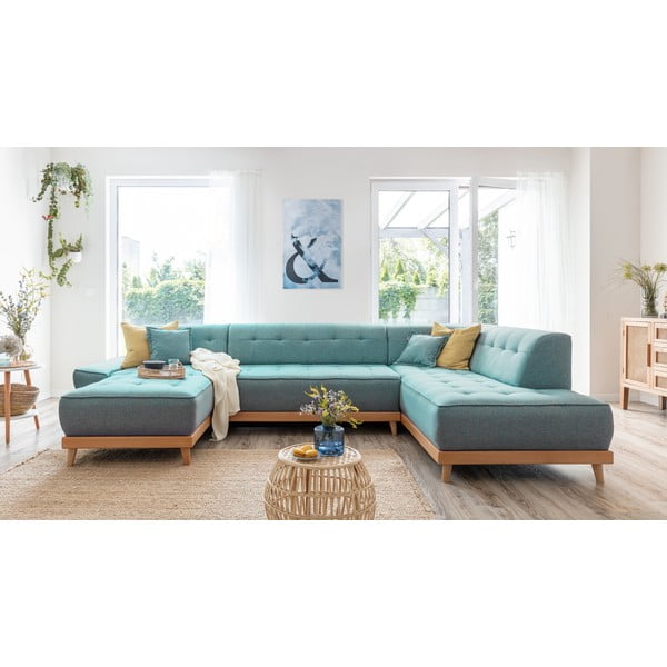 Divano letto angolare turchese (angolo destro/"U") Dazzling Daisy - Miuform-image-3