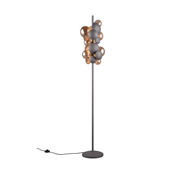 Lampada da terra con paralume in vetro grigio-oro (altezza 155 cm) Bubble - Trio Select