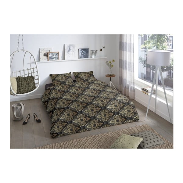 Biancheria da letto singola in cotone nero Bibi, 140 x 200 cm - Good Morning-image-1