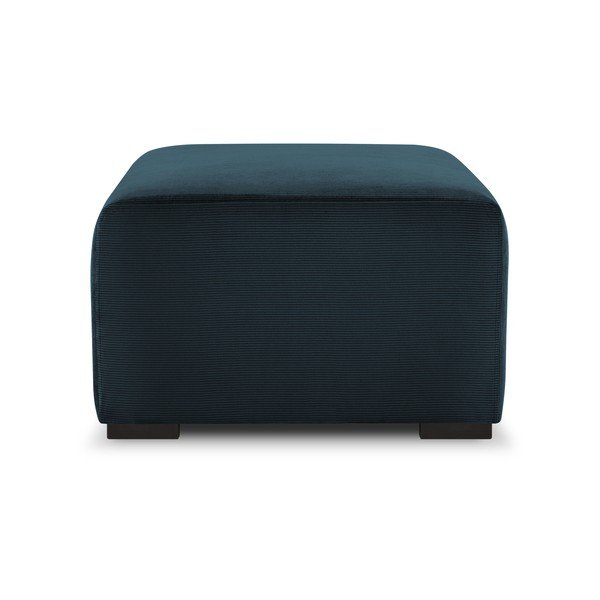 Pouf in velluto a coste blu scuro Hobart - Cosmopolitan Design-image-3