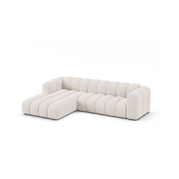 Divano angolare color crema (con penisola a sinistra/con chaise lounge) con rivestimento in ciniglia Lupine – Micadoni -image-1