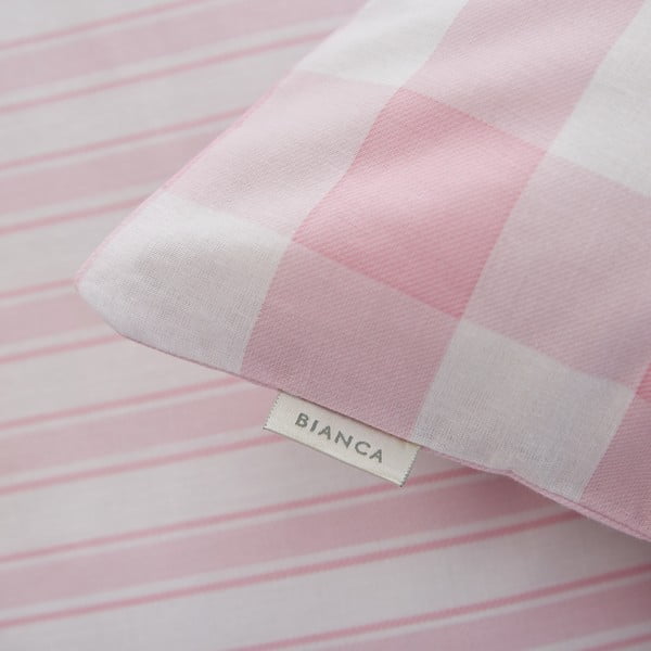 Lenzuolo in cotone rosa e bianco , 90 x 190 cm Check and Stripe - Bianca-image-2
