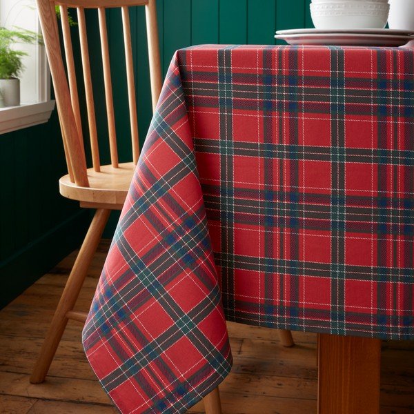 Tovaglia in cotone a tema natalizio 178x137 cm Christmas Tartan Check – Catherine Lansfield-image-1