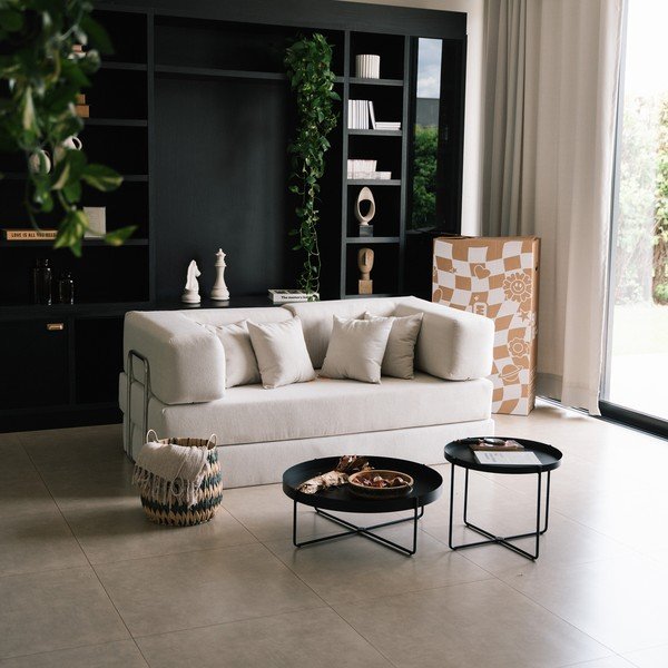 Divano beige allungabile con rivestimento in bouclé 180 cm Bloom – TemaHome-image-3