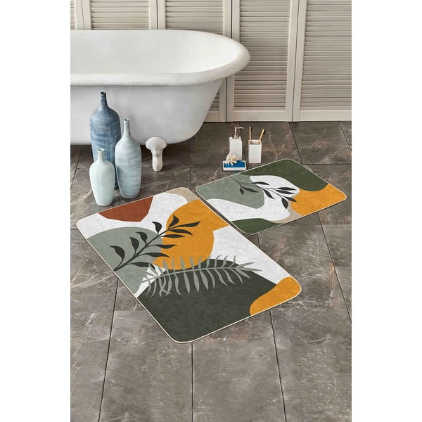 Set di tappetini per il bagno in velluto verdi 2 pz 60x100 cm Illustrated Autumn – Mila Home-image-2