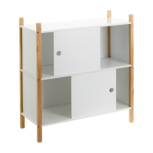 Libreria per bambini bianca con ante scorrevoli 70x77 cm - Casa Selección-image-2