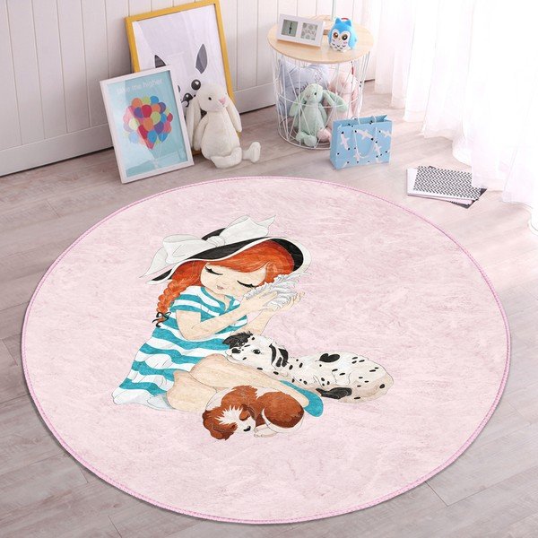Tappeto rosa per bambini ø 100 cm Comfort - Mila Home-image-1