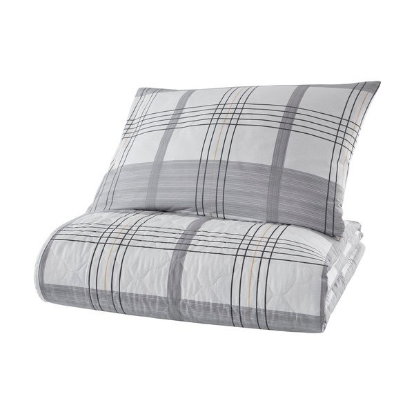 Set con copriletto e federa grigio in cotone renforcé 225x180 cm My Home – Mijolnir