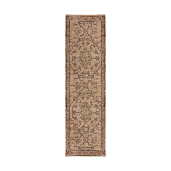 Passatoia in misto juta tessuta a mano di colore naturale 60x230 cm Celine Jute Global - Flair Rugs