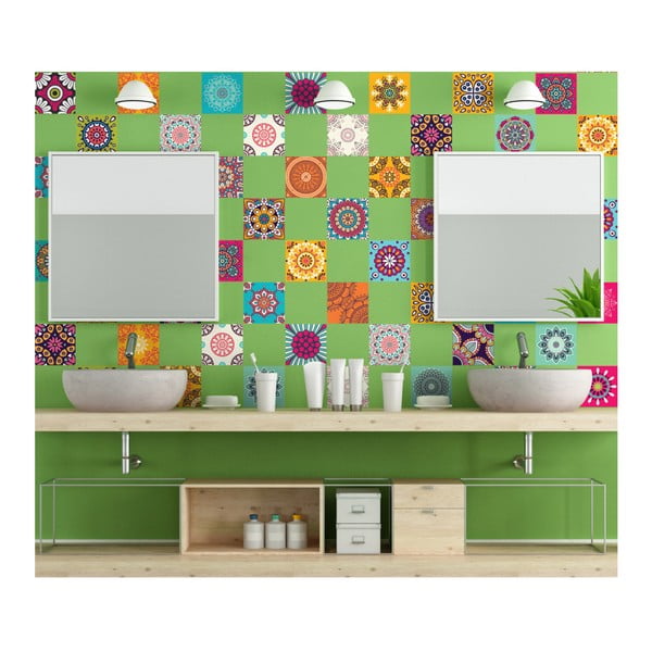 Set di 60 adesivi murali decorativi Flow, 15 x 15 cm - Ambiance-image-3