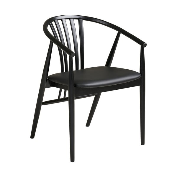 Sedia da pranzo nera in faggio massiccio con braccioli Agustin – House Nordic