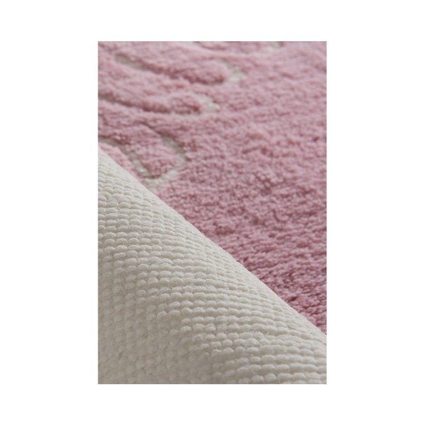 Set di 3 tappetini da bagno bianchi e rosa Hello - Foutastic-image-1