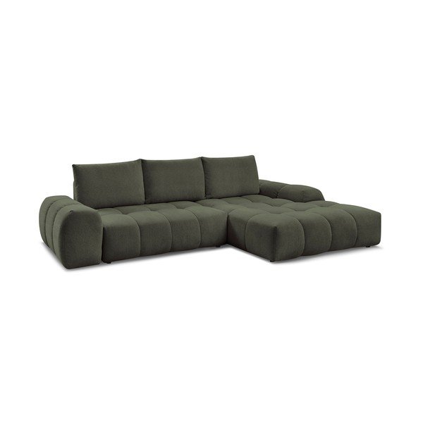 Divano angolare verde allungabile e con contenitore (penisola a destra/chaise lounge) con rivestimento in ciniglia Everest – Bobochic Paris-image-3