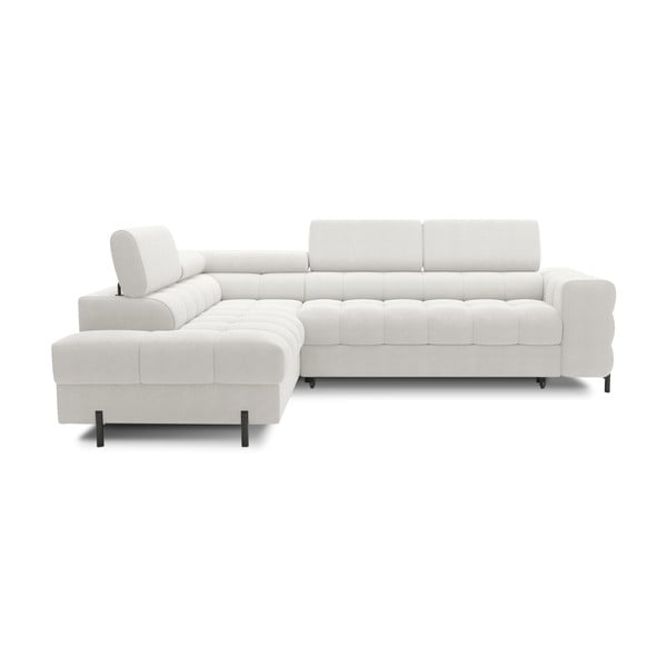 Divano angolare color crema allungabile/con contenitore (con penisola a sinistra/a L) con rivestimento in bouclé Ferucce – ELTAP