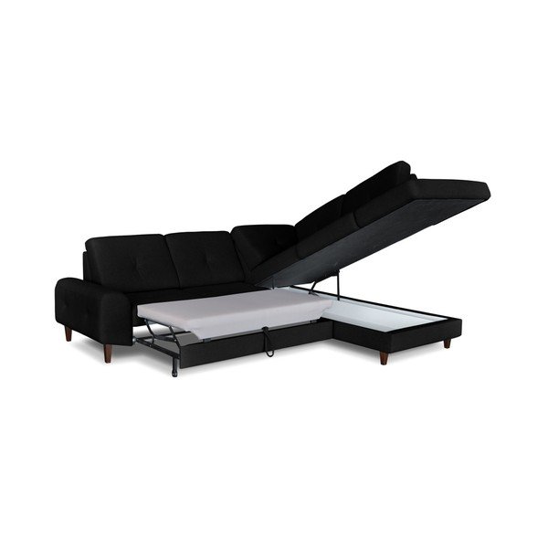 Černá rohová rozkládací pohovka Windsor & Co. Sofas Beta, pravý roh-image-3