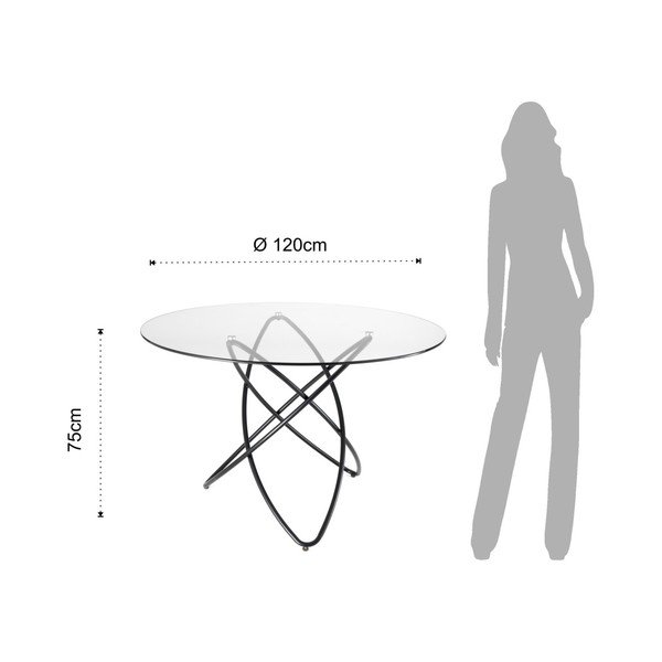 Tavolo da pranzo con piano in vetro temperato , ⌀ 120 cm Hula Hoop - Tomasucci-image-1