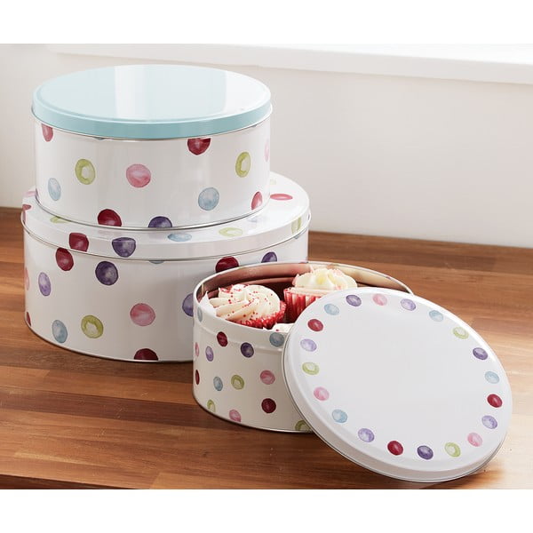 Barattoli per caramelle in acciaio in set da 3 Spotty Dotty - Cooksmart ®-image-1