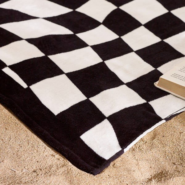 Telo mare bianco e nero in cotone 76x160 cm Checkerboard – Catherine Lansfield-image-2