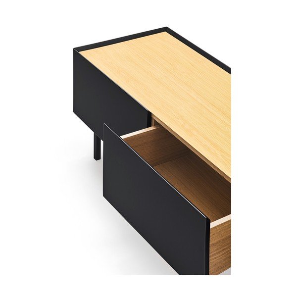 Tavolo TV in rovere nero e naturale 180x45 cm Arista - Teulat-image-2