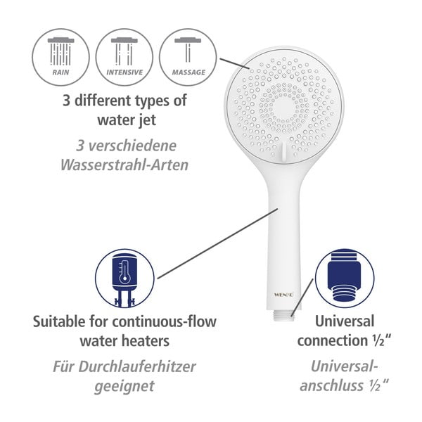 Set doccia bianco in acciaio inox 70 cm Watersaving - Wenko-image-3