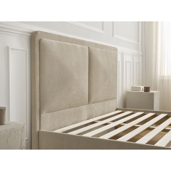 Letto matrimoniale imbottito beige imbottito con rete inclusa 160x200 cm Mara – Bobochic Paris-image-4