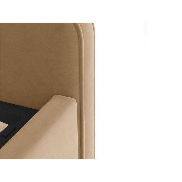 Letto matrimoniale imbottito marrone chiaro con rete inclusa 160x200 cm Eda – Micadoni -image-4