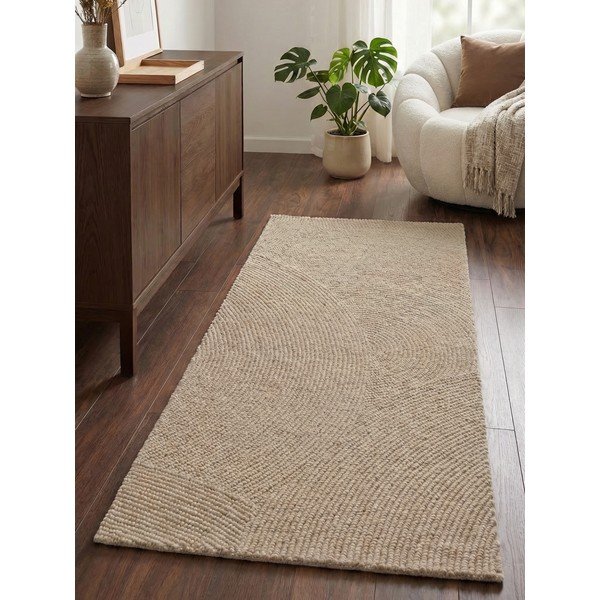 Passatoia beige in lana tessuta a mano 80x300 cm Calmio – Hanse Home-image-1