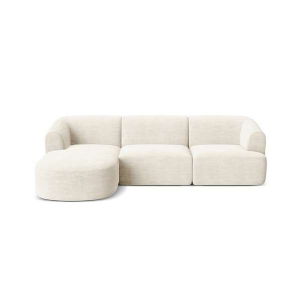 Divano angolare beige (con penisola a sinistra/con chaise lounge) con rivestimento in velluto a coste Campi – Cosmopolitan Design-image-2
