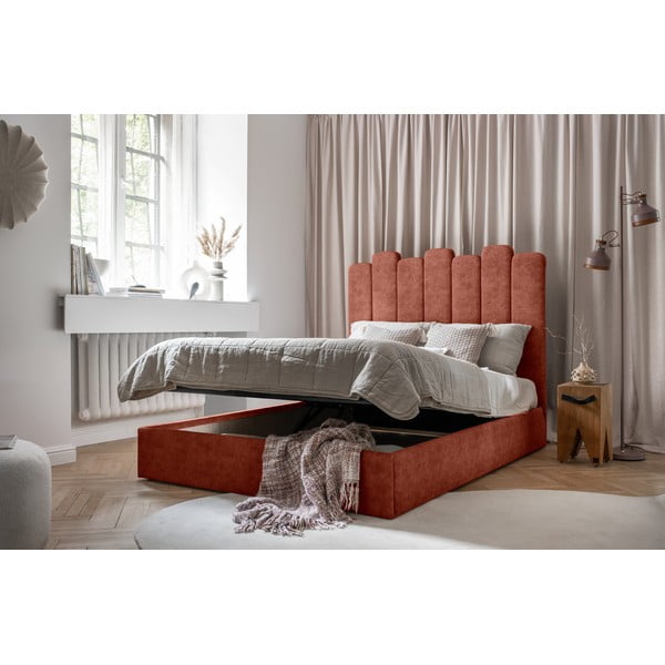 Letto matrimoniale imbottito con contenitore con griglia 160x200 cm in colore mattone Dreamy Aurora - Miuform-image-4