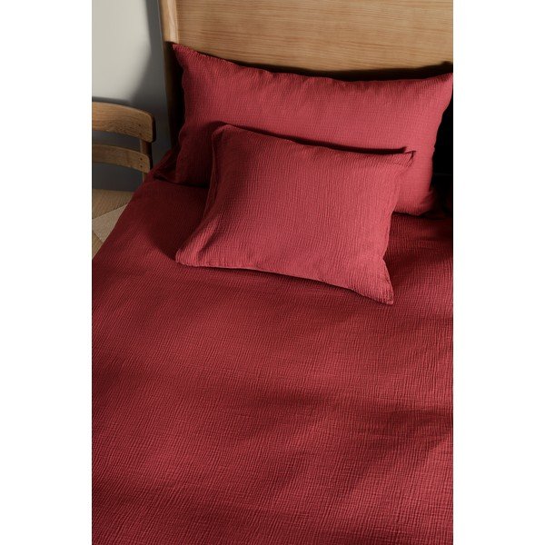 Set copripiumino e federa burgundy in mussola per letto singolo 140x200 cm Amilia – Jotex-image-1
