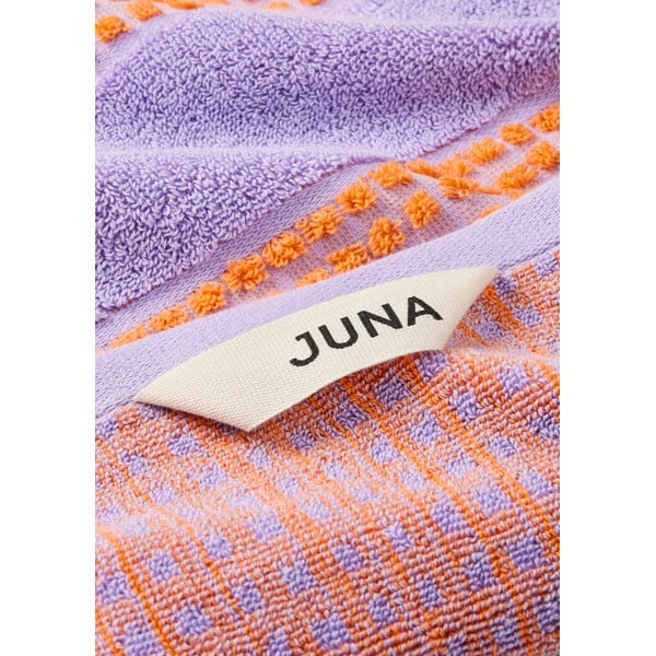 Asciugamano in cotone biologico arancio-lavanda 50x100 cm Check - JUNA-image-1
