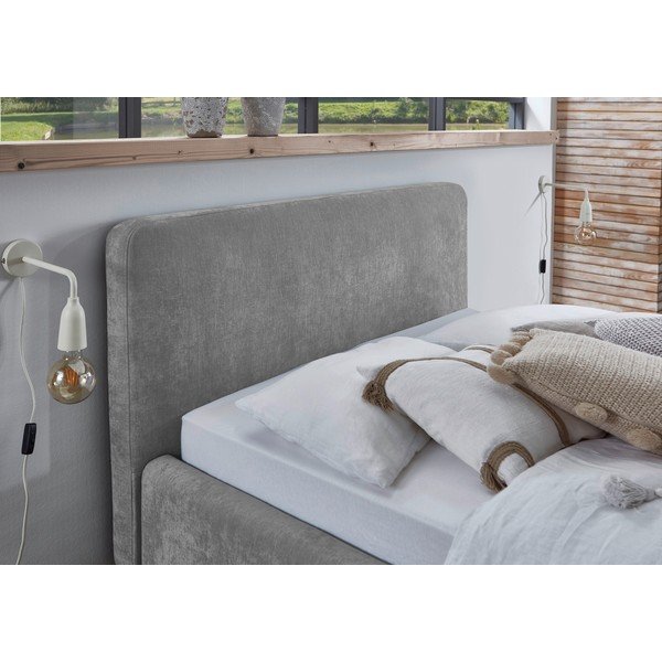 Letto matrimoniale imbottito grigio con rete inclusa 120x200 cm Mattis – Meise Möbel-image-4