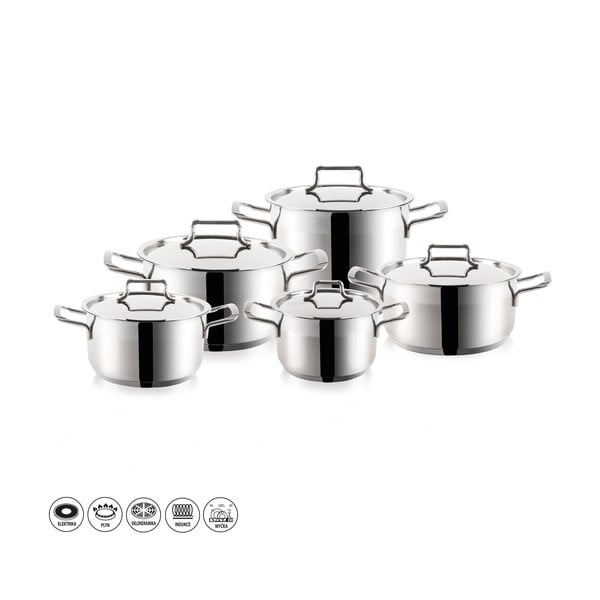 Set di pentole in acciaio inox da 10 pezzi Anett - Orion