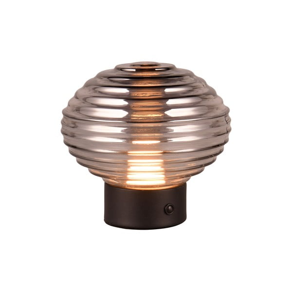 Lampada da tavolo LED dimmerabile nero-grigio con paralume in vetro (altezza 14,5 cm) Earl - Trio-image-1