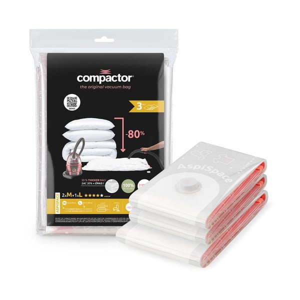 Sacchetti per il vuoto in set da 3 pezzi Space Save M/L - Compactor