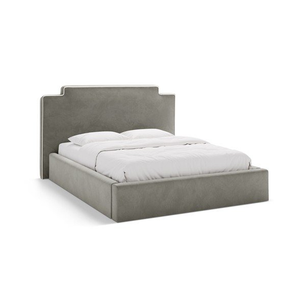 Letto matrimoniale imbottito grigio scuro con contenitore con rete inclusa 160x200 cm Princess – Micadoni 