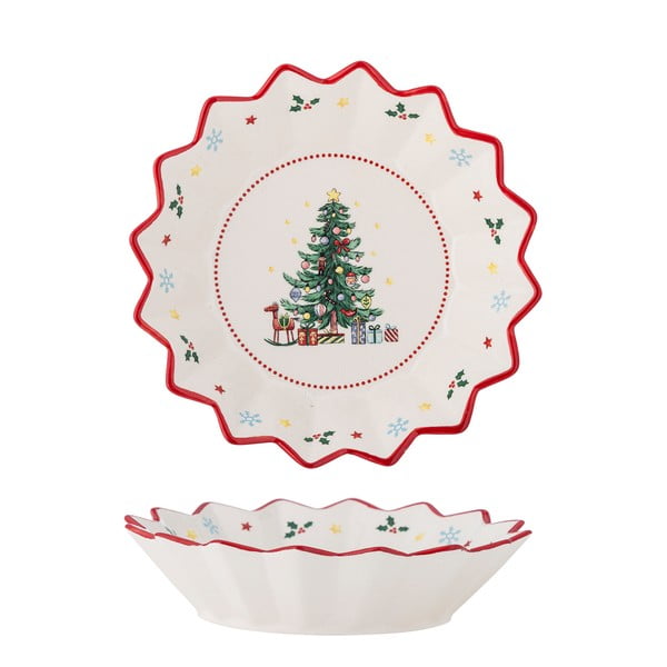 Piatto da portata rosso/color crema in ceramica a tema natalizio ø 20 cm Naive – Bloomingville-image-3